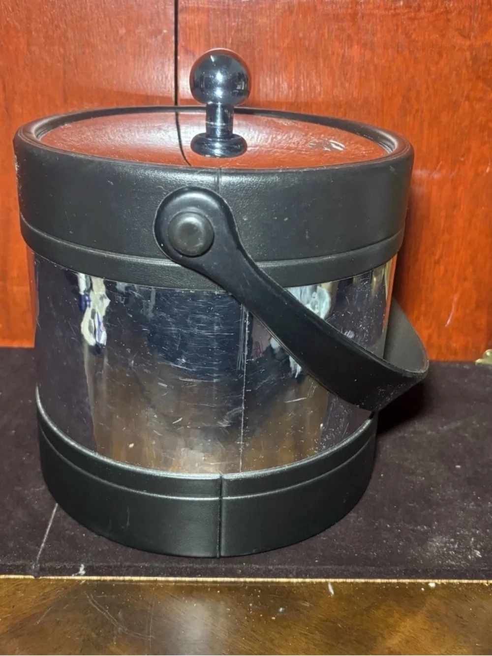 Black Stainless Steel Ice Bucket with Handle